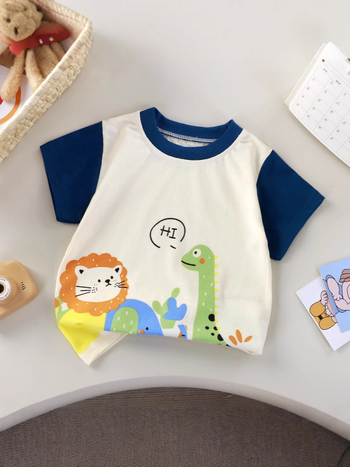 Dječje pamučno T-shirt s kratkim rukavima, okrugli izrez, unisex, za djecu 3–8 godina, ljetna odjeća
