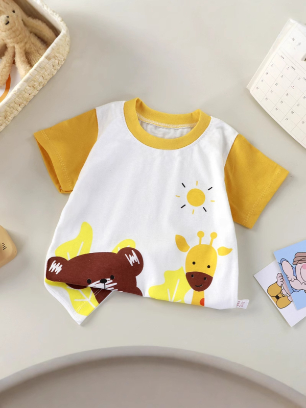 Dječje pamučno T-shirt s kratkim rukavima, okrugli izrez, unisex, za djecu 3–8 godina, ljetna odjeća