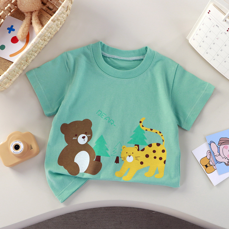 Dječje pamučno T-shirt s kratkim rukavima, okrugli izrez, unisex, za djecu 3–8 godina, ljetna odjeća