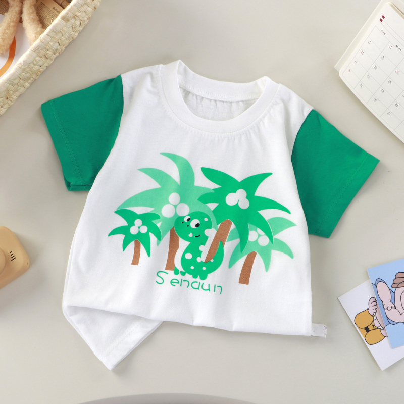 Dječje pamučno T-shirt s kratkim rukavima, okrugli izrez, unisex, za djecu 3–8 godina, ljetna odjeća