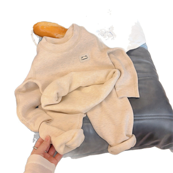 Set termic din catifea pentru copii, două piese, unisex, toamnă-iarnă, material Koala Velvet