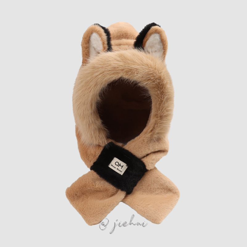 Moterų žiemos trijų dalių komplektas: kepurė, šalikas ir pirštinės, iš trumpų triušio plaukų audinio, siuvinėtas