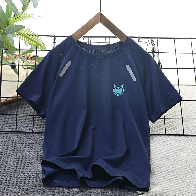 Tricou pentru copii, uscare rapidă, material nylon, imprimeu cu desene animate, guler rotund, mâneci scurte