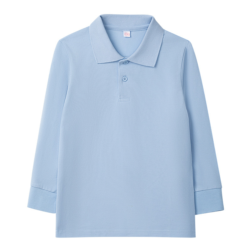 Dječje polo majice s dugim rukavima, 95% pamuk, ovratnik lapel, odvodi vlagu, za učenike srednje škole