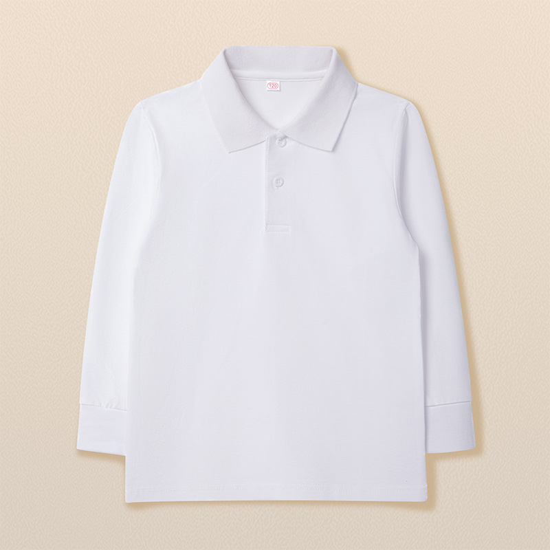 Dječje polo majice s dugim rukavima, 95% pamuk, ovratnik lapel, odvodi vlagu, za učenike srednje škole
