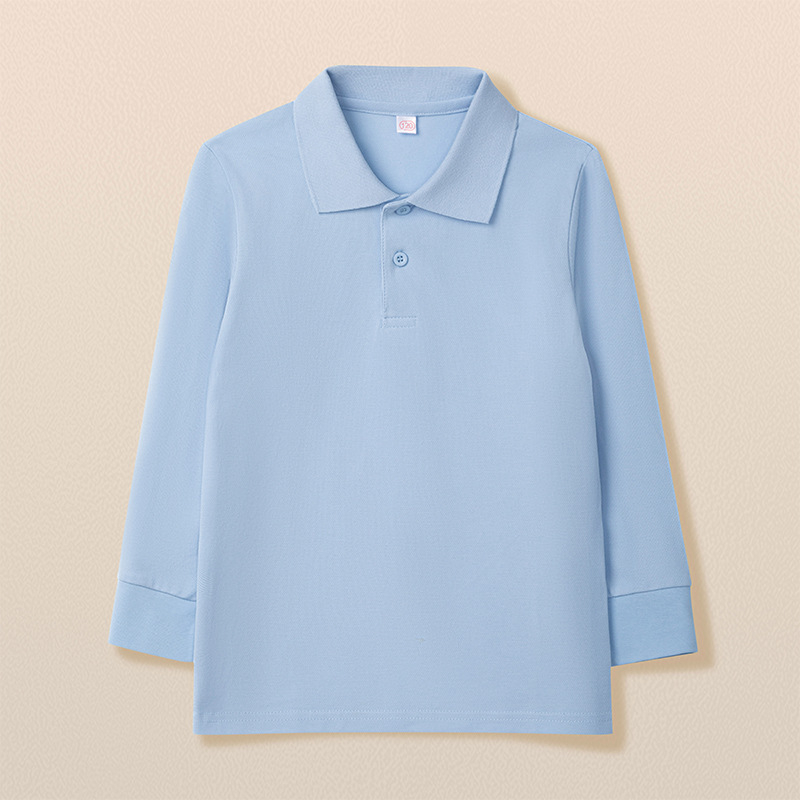 Dječje polo majice s dugim rukavima, 95% pamuk, ovratnik lapel, odvodi vlagu, za učenike srednje škole