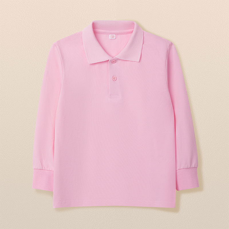 Dječje polo majice s dugim rukavima, 95% pamuk, ovratnik lapel, odvodi vlagu, za učenike srednje škole