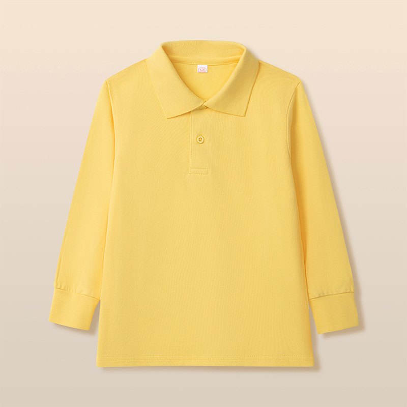 Dječje polo majice s dugim rukavima, 95% pamuk, ovratnik lapel, odvodi vlagu, za učenike srednje škole