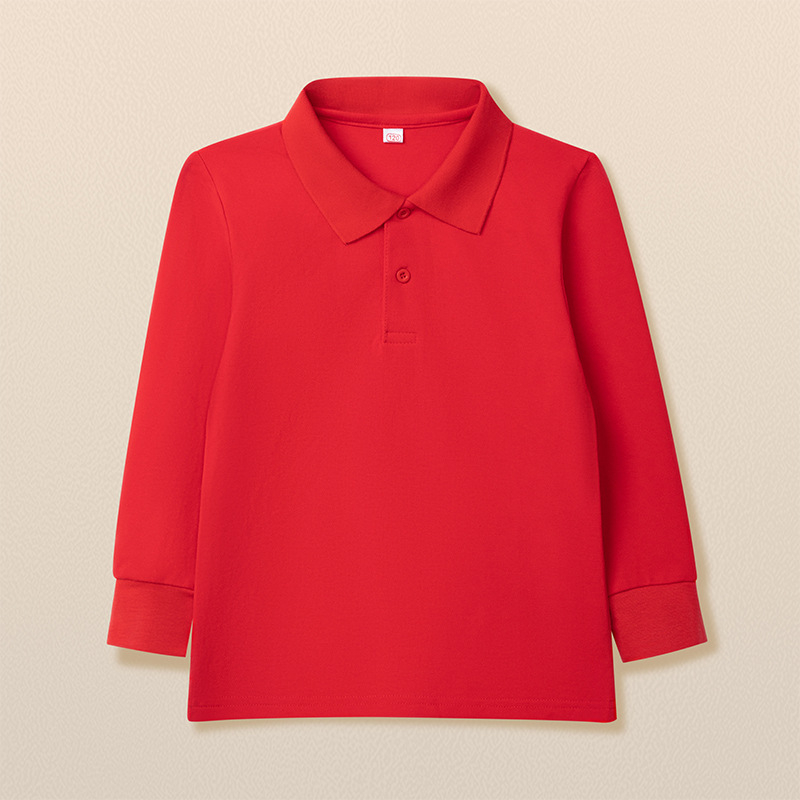 Dječje polo majice s dugim rukavima, 95% pamuk, ovratnik lapel, odvodi vlagu, za učenike srednje škole