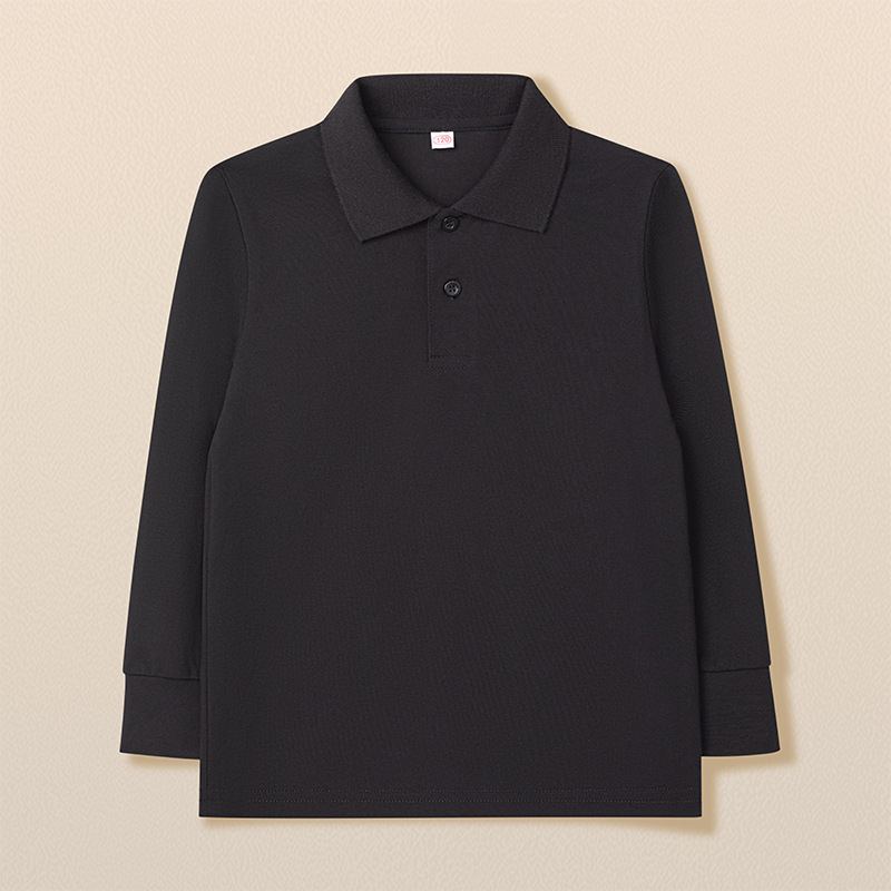 Dječje polo majice s dugim rukavima, 95% pamuk, ovratnik lapel, odvodi vlagu, za učenike srednje škole