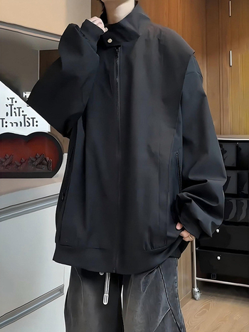 Τζάκετ denim με εξωτερικό ύφασμα βαμβάκι 65%, επένδυση πολυεστέρα, στάσιμος γιακά, φερμουάρ, χαλαρή γραμμή