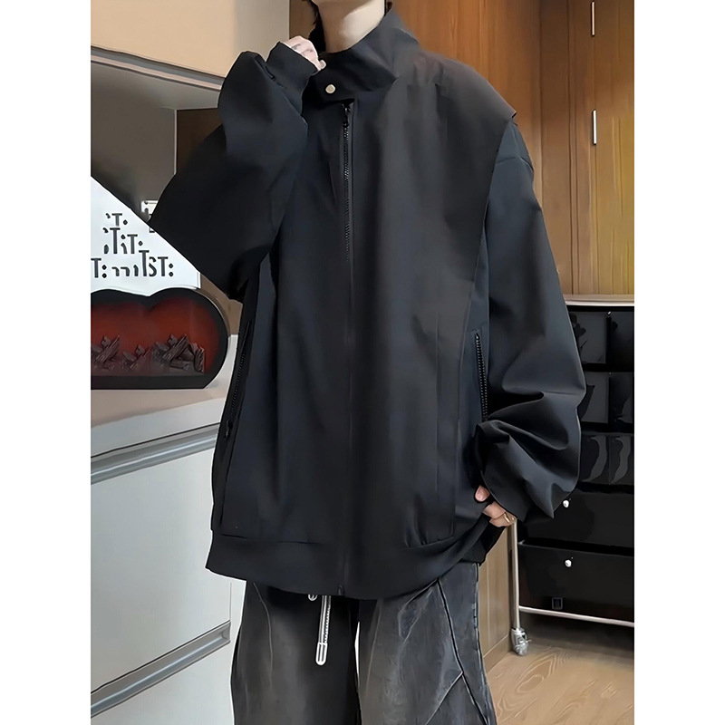 Τζάκετ denim με εξωτερικό ύφασμα βαμβάκι 65%, επένδυση πολυεστέρα, στάσιμος γιακά, φερμουάρ, χαλαρή γραμμή