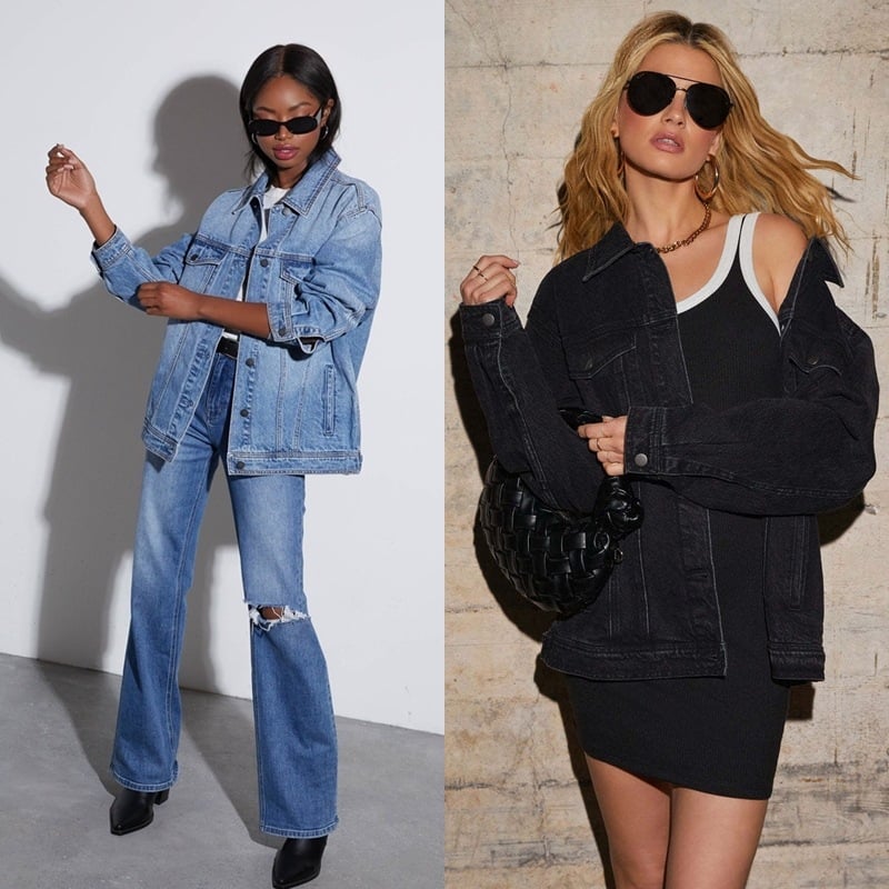 Женско светлосиньо измитo дънково яке - свободен силует, дълги ръкави, деним памук-полиестер, дължина 50–65 см, стил уличен хипстър