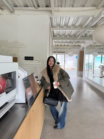 Дамски памучен парка с пухена яка – японско-корейски стил, средна дължина, дълги ръкави