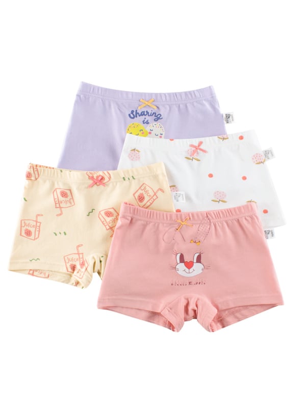 GRRR Chiloti boxeri pentru fete din amestec de bumbac – pachet de patru, 95% bumbac, pentru fete peste 8 ani, Primăvara 2024