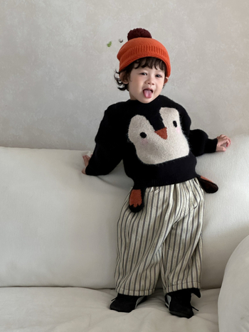 Koreai stílusú gyerekek két részes készlet őszi-téli szezonra, vastag pamut (95%)