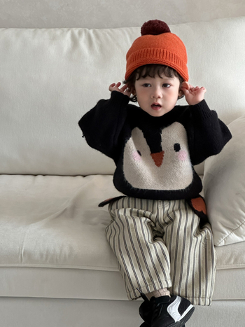 Koreai stílusú gyerekek két részes készlet őszi-téli szezonra, vastag pamut (95%)