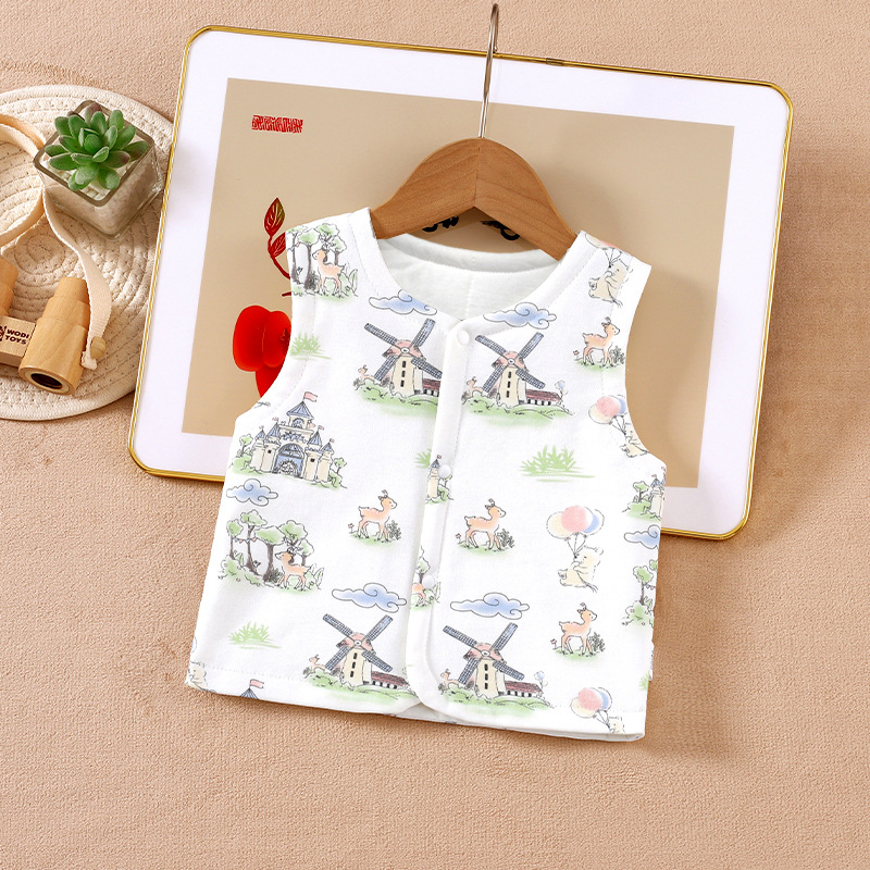 Laste vest, 100% puuvill, muster: loomad/lilled, eesmine nööpide sulgemine, kevad-sügise-talveks sobiv