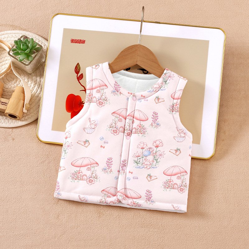 Laste vest, 100% puuvill, muster: loomad/lilled, eesmine nööpide sulgemine, kevad-sügise-talveks sobiv
