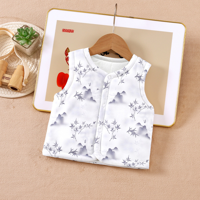 Laste vest, 100% puuvill, muster: loomad/lilled, eesmine nööpide sulgemine, kevad-sügise-talveks sobiv