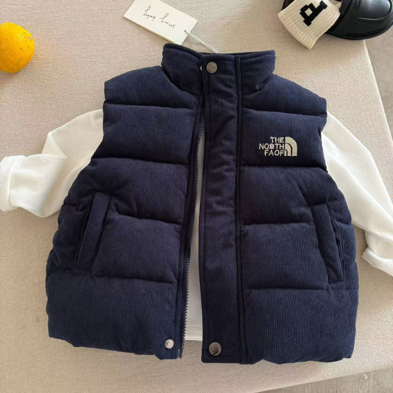 Παιδικό γιλέκο από βαμβάκι με γέμισμα από βαμβάκι, φερμουάρ, βαμβακερή φόδρα, χειμερινό για παιδιά 3–8 ετών