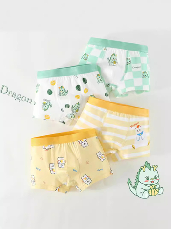 GRRR Fiúknak való pamut-Lycra boxer alsó, 4 darabos csomag, 95% pamut, 2024 nyár