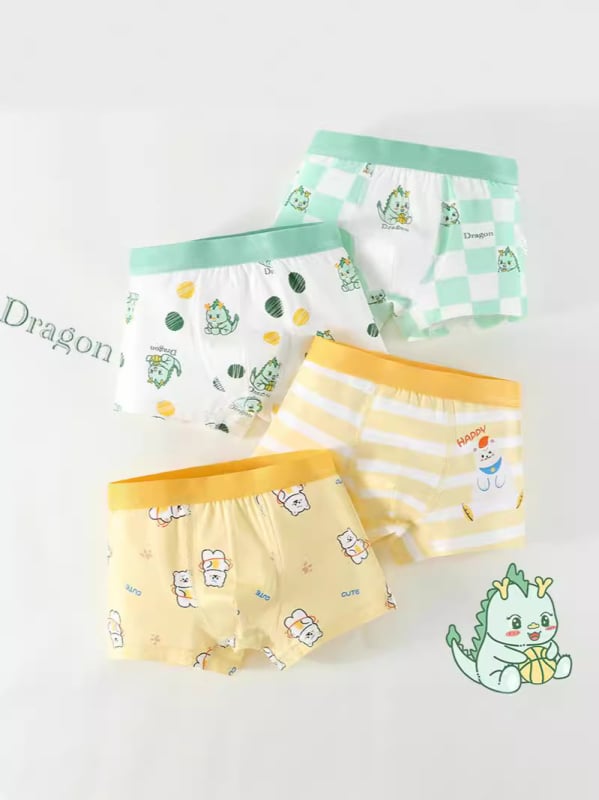 GRRR Fiúknak való pamut-Lycra boxer alsó, 4 darabos csomag, 95% pamut, 2024 nyár