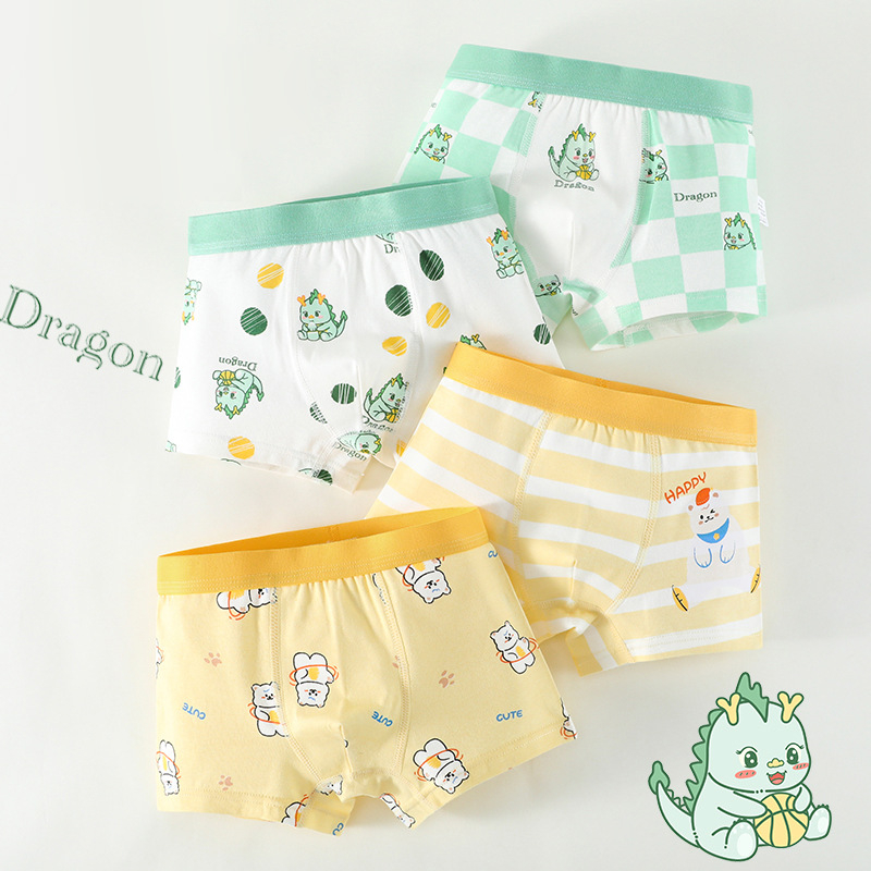 GRRR Fiúknak való pamut-Lycra boxer alsó, 4 darabos csomag, 95% pamut, 2024 nyár