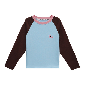 Lányoknak szóló póló, koreai stílus, 100% pamut, hosszú ujjú, kerek nyakú, tavasz–őszi szezon