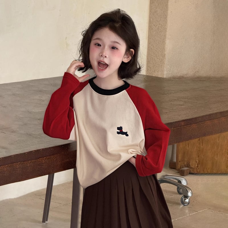 Lányoknak szóló póló, koreai stílus, 100% pamut, hosszú ujjú, kerek nyakú, tavasz–őszi szezon