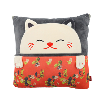 Leisure House Възглавничка-покривало с карикатурни животни, двойно използване, полиестерова обвивка, пълнеж ПП памук, бродиран мотив