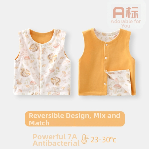 Βρεφικό γιλέκο χωρίς μανίκια, 100% βαμβάκι, επένδυση από βαμβάκι, κλείσιμο με κουμπιά, για όλες τις εποχές, ηλικίες 1–3 ετών
