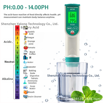 Yago PH-2024 vízminőségi online analizátor pH és sósság mérésére; pH-tartomány 0-14; pontosság ±0.2 pH; felbontás ±0.01 pH