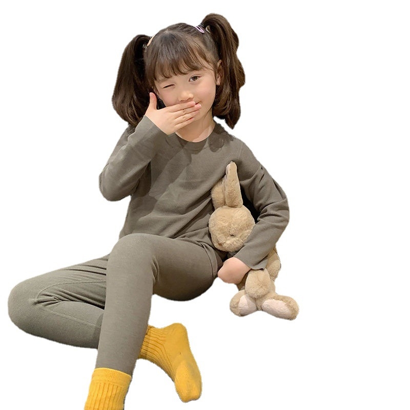 Lányoknak szóló bársonyos meleg pizsama szett, koreai stílus, 90% pamut, 3–8 éveseknek