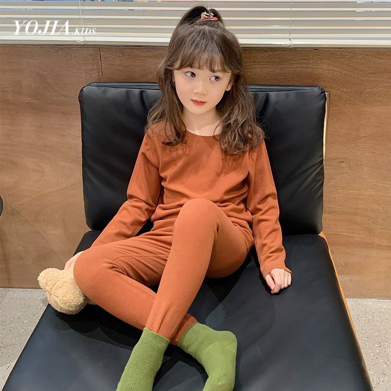 Lányoknak szóló bársonyos meleg pizsama szett, koreai stílus, 90% pamut, 3–8 éveseknek