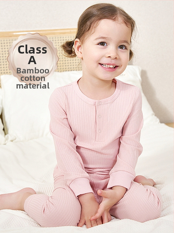 Andan vaikiškų bambuko pluošto pižamų komplektas su drėgmės valdymu, unisex, vaikams 3–8 m., ruduo–žiema, Andan