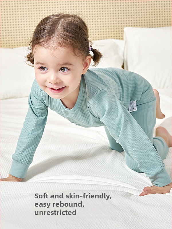 Andan vaikiškų bambuko pluošto pižamų komplektas su drėgmės valdymu, unisex, vaikams 3–8 m., ruduo–žiema, Andan