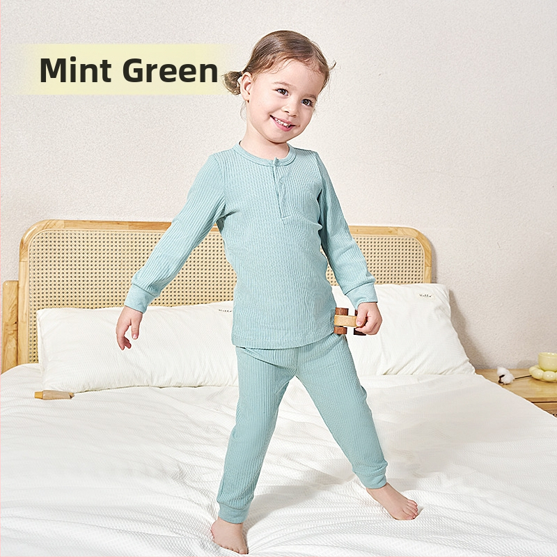 Andan vaikiškų bambuko pluošto pižamų komplektas su drėgmės valdymu, unisex, vaikams 3–8 m., ruduo–žiema, Andan