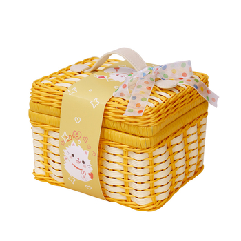 Dovanų dėžutė vaikų dienai su rotango rankena; medžiaga PP; dovanų įpakavimas; prekės ženklas Gain Wisdom