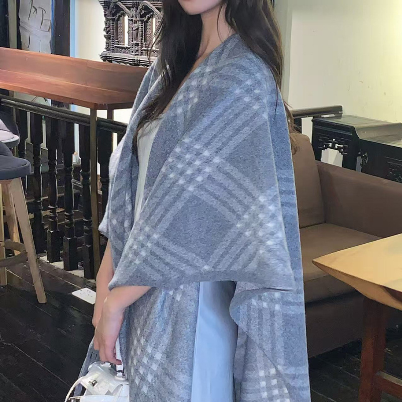 SEAMMER Moterų šalikas su kutais — vilna, warp mezgimas, šilumos išlaikymas, rudens-žiemos sezonas, japonų ir korėjėčių saldus stilius