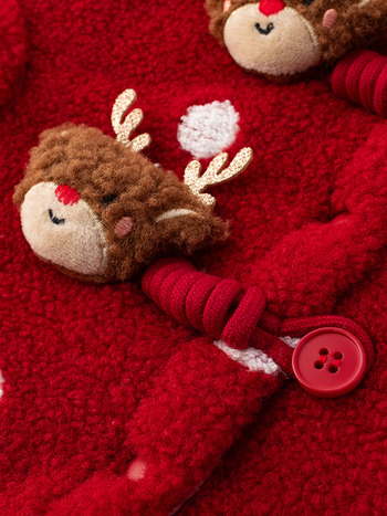 Gyerekek kapucnis, vastag pöttyös köpönyeg, szőrme bélésével, patentos záródással, téli viselet