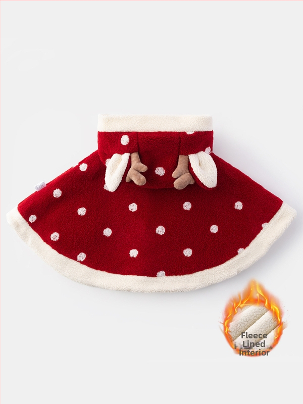 Bērnu kapuces pelerīna ar pūka pildījumu, ar punktotu rakstu, sprādzes aizdare, ziemai