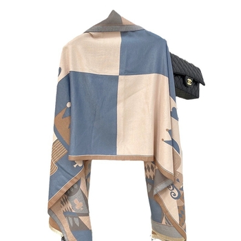Šal-pončo u etničkom stilu od pamuka, jacquard tkanina warp-knit, zadržava toplinu