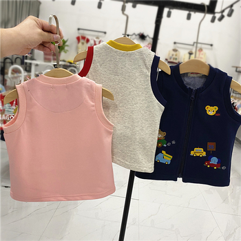 Dječja vesta, japanski stil kardigana, uzorak medvjeda, zatvarač, pamuk 95%, za uzrast 3–8 godina