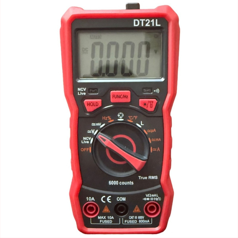 NJTY T21L gudrais digitālais multimetra ar automātisko diapazonu, temperatūras konvertēšana un datu glabāšana, induktivitātes mērījums
