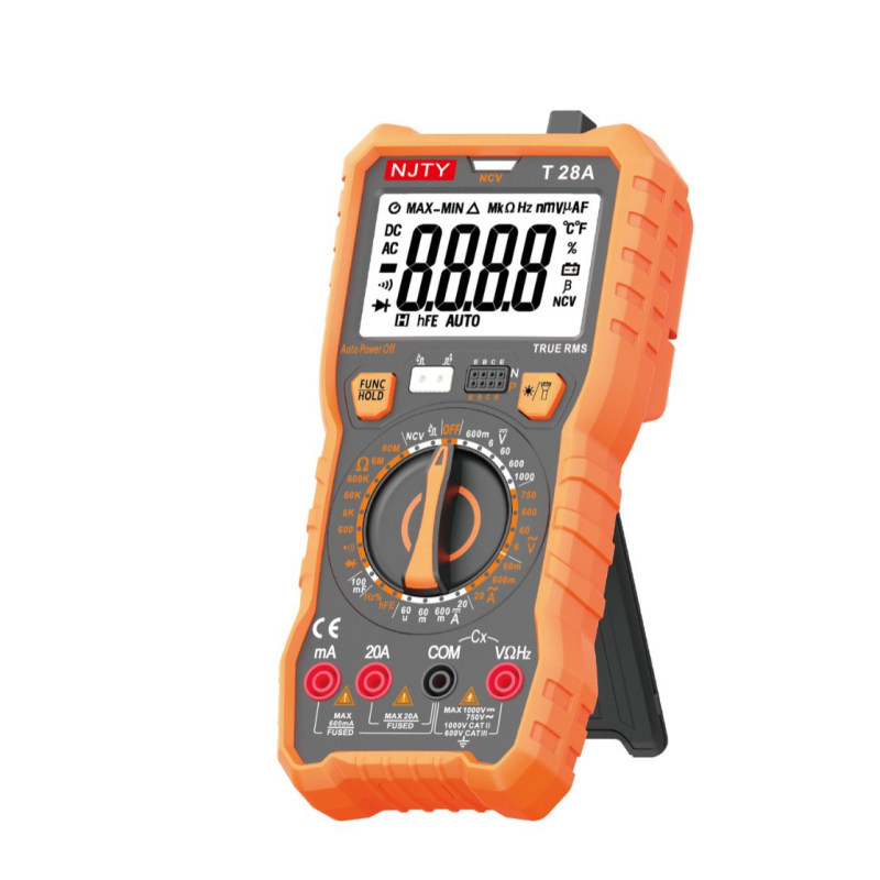 Skaitmeninis multimetras DT28A6000 — pritaikytas leidimas, nešiojamas profesionaliam naudojimui; Talpa iki 100 mF; DC įtampa iki 1000 V; AC įtampa iki 750 V; DC srovė iki 20 A; AC srovė iki 20 A