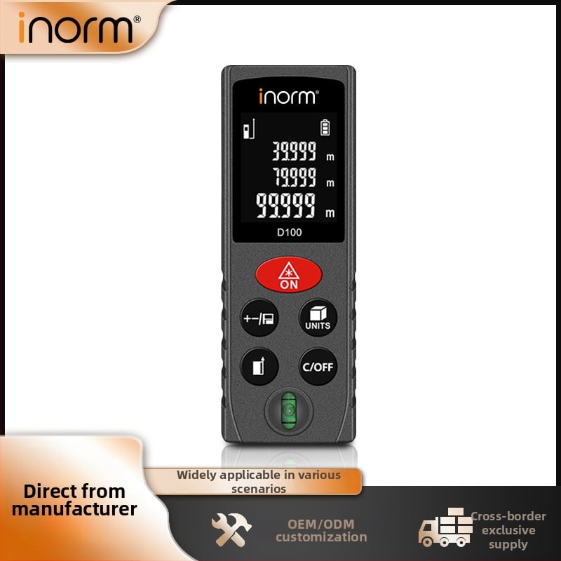 Inorm Nešiojamas lazerinio atstumo matuoklis, diapazonas 0,05–100 m, raiška 1 mm, tikslumas ±2 mm, IP54 apsauga