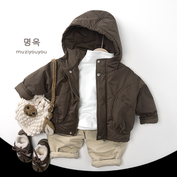 Bērnu kokvilnas jaka, Korejas stilā, poliesteru pildījums, kokvilnas ārējais audums, kokvilnas oderējums, rāvējslēdzējs