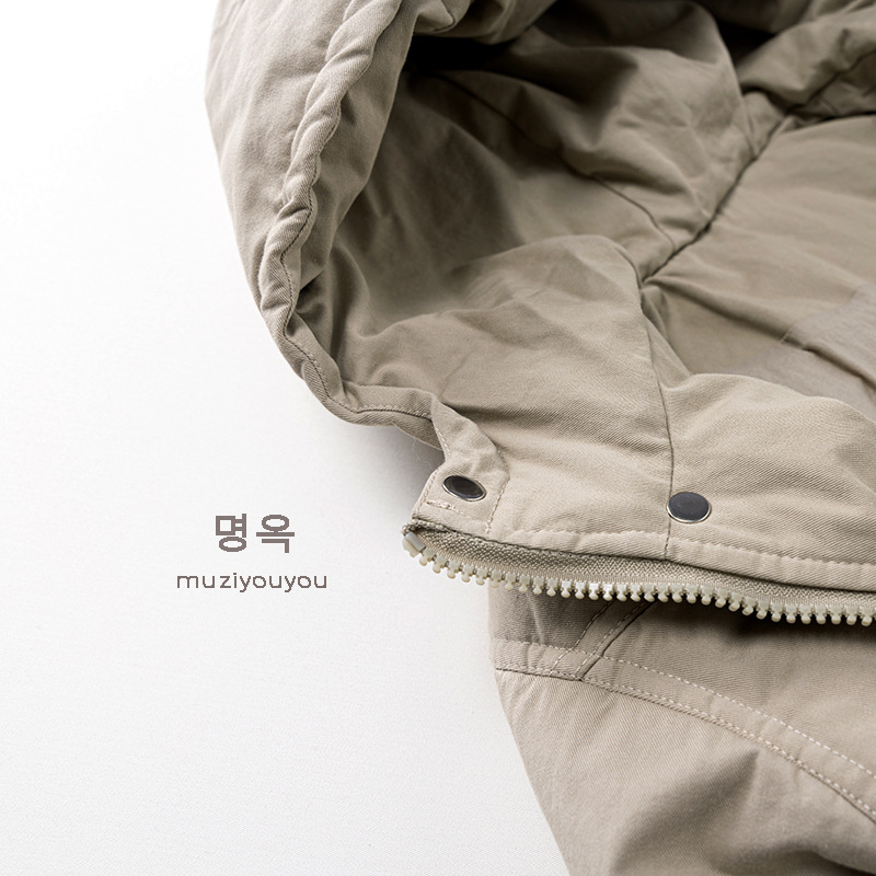 Bērnu kokvilnas jaka, Korejas stilā, poliesteru pildījums, kokvilnas ārējais audums, kokvilnas oderējums, rāvējslēdzējs