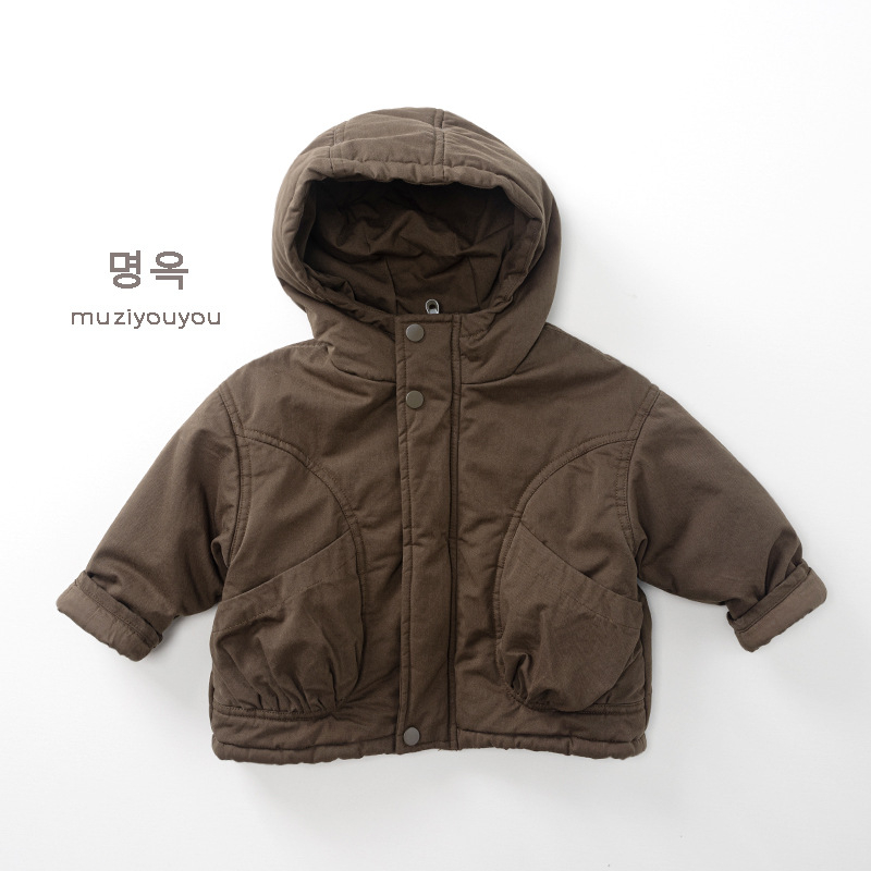 Bērnu kokvilnas jaka, Korejas stilā, poliesteru pildījums, kokvilnas ārējais audums, kokvilnas oderējums, rāvējslēdzējs